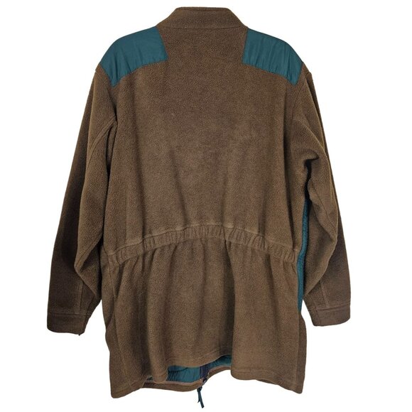 VTG Orvis Fleece Field Jacket XL Green Brown Cargo Shooting Mid Length Outdoor - Picture 2 of 15